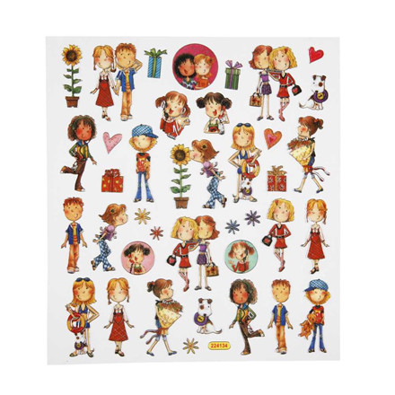 Fancy stickers, 15x16,5 cm, Piger og drenge, 1 ark