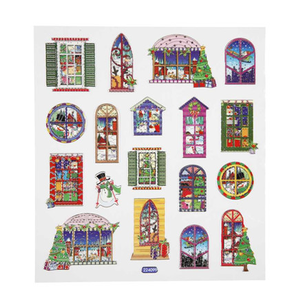 Fancy stickers, 15x16,5 cm, Julevinduer, 1 ark
