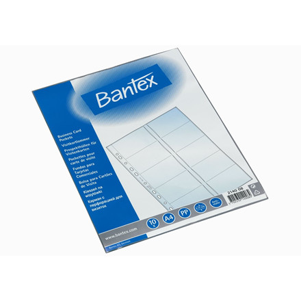 VISITKORTLOMMER BANTEX A4 TIL 10 VISITKORT 0,10MM PP