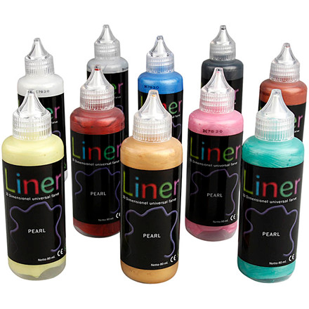3D Liner perlemor - sortiment, perlemor farver, 10x80 ml