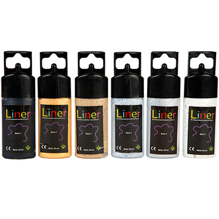 3D Liner metallic - sortiment, metallic farver, 6x30 ml