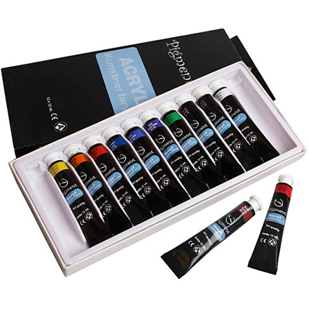 Pigment acrylmaling - sortiment, 12x12 ml