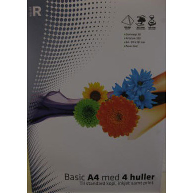 RELIEF KOPIPAPIR HVID MED 4 HULLER A4 80 GRAM 500 ARK PR. PAKKE