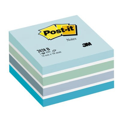 POST IT KUBUS AQUARELLE BLÅ PASTEL