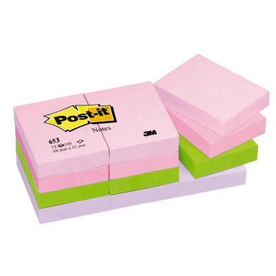 MEMOBLOK POST-IT 653 51X38MM REGNBUE