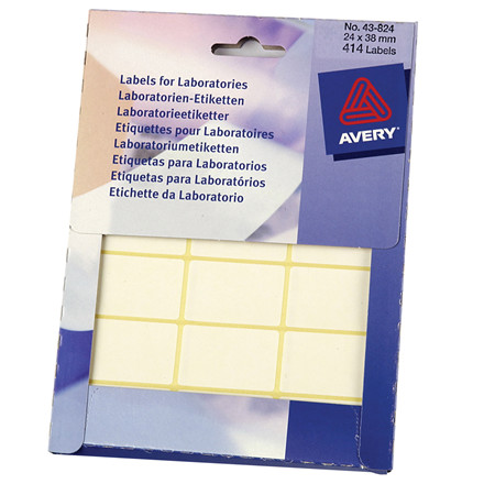 LABORATORIE ETIKETTER 24 X 38  HVID /414