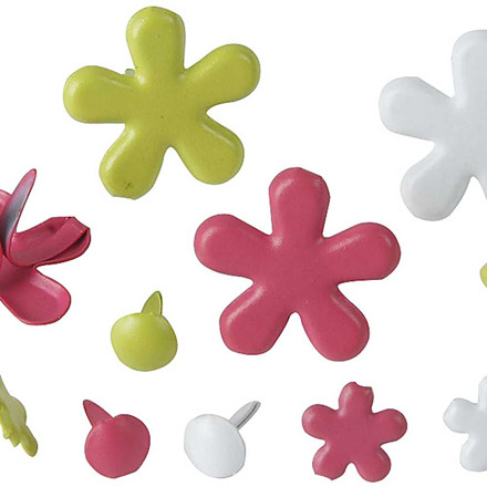 Dekonitter, 5+10 mm, lys grøn/pink/hvid, blomster, 250 ass.