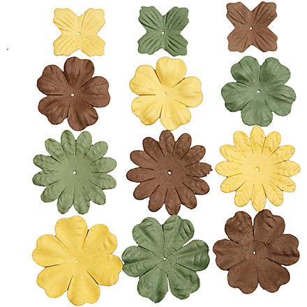 Papir blomster, 30-37 mm, Efterår, 48 ass.