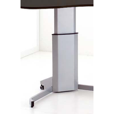 HÆVE- SÆNKEBORD SØLV STEL MED SORT LAMINAT BORDPLADE MÅL 136 X 82 CM.