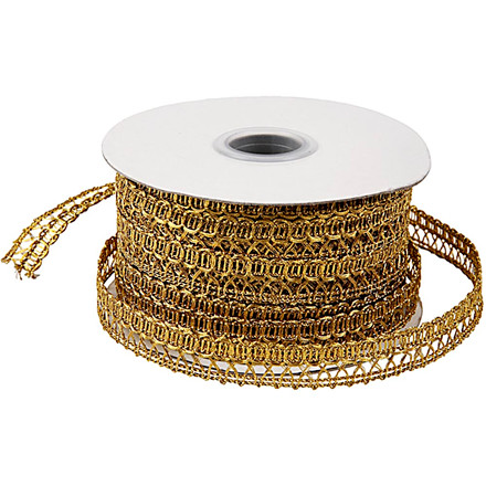 Bånd, 10 mm, guld, 2 m