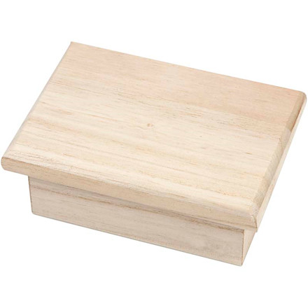 Rektangulær æske, 9,5x6,5x4,5 cm, kejsertræ, 1 stk.