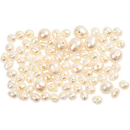 Ferskvandsperler, 4+6+7 mm, perlemor, 10 g