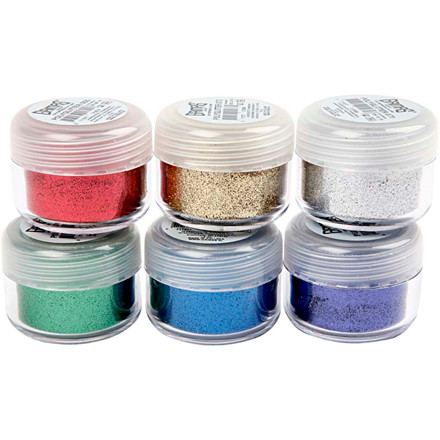 Polyglitter, ass. farver, 6x15 ml