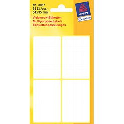 MANUELLE ETIKETTER HVID AVERY 3087 24 STK