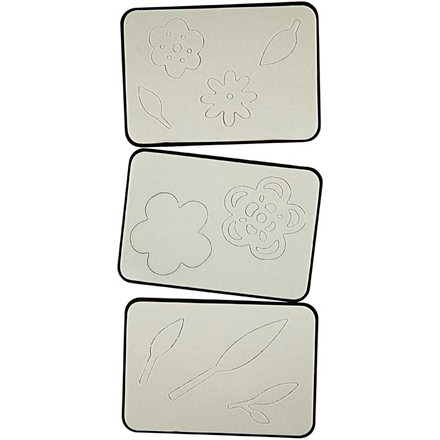 Skæreskabelon, 2,5x1 - 3,8x3,8 cm, 3 blomster, 1 stk.