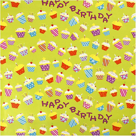 Gavepapir, 50 cm, cupcakes, 5 m