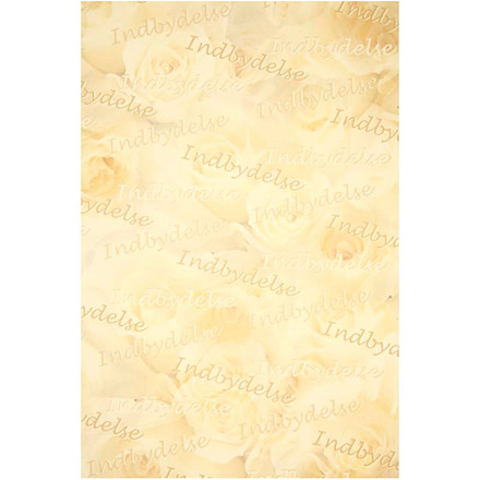 Printet Karton, 21x30 cm, creme, indbydelse, 5 ark