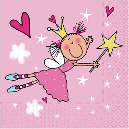 Servietter, 33x33 cm, prinsesse glad, 20 stk.