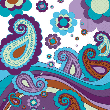 Servietter, 33x33 cm, blomster og paisley, 20 stk.