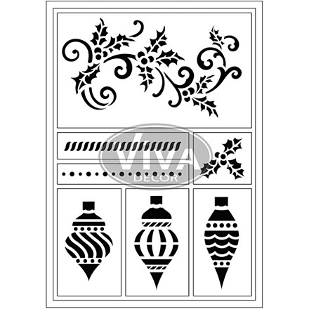 Flex skabelon, 21x14,8 cm, julekugler og ornamenter, 1 stk.