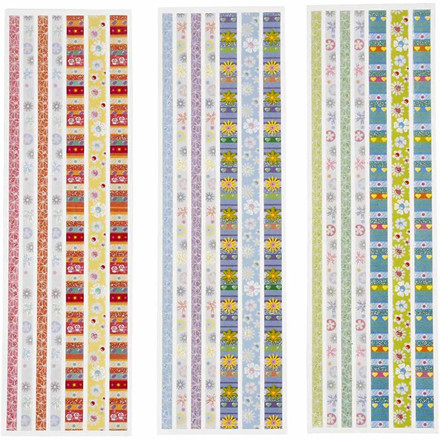 Bånd stickers, 9,5x35 cm, Pastel, 7x35 cm