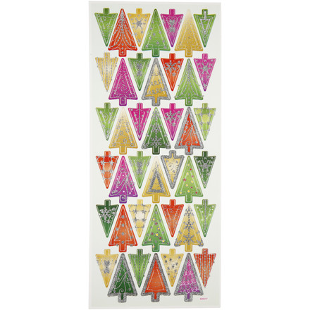 3D stickers, 10x22,5 cm, Juletræer, 1 ark