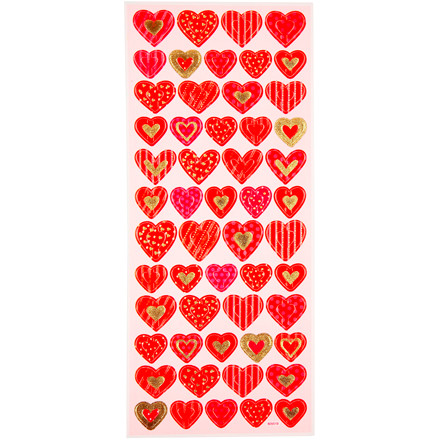 3D stickers, 10x22,5 cm, Hjerter, 1 ark