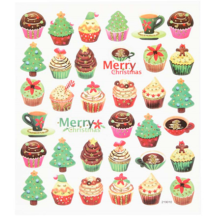 Papirstickers, 15x16,5 cm, cupcakes, 1 ark