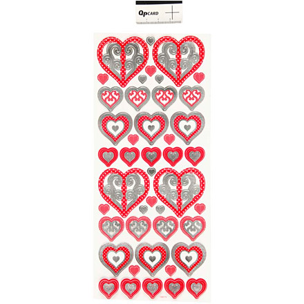 Multi Stickers, 10x22,5 cm, hjerter, 1 ark