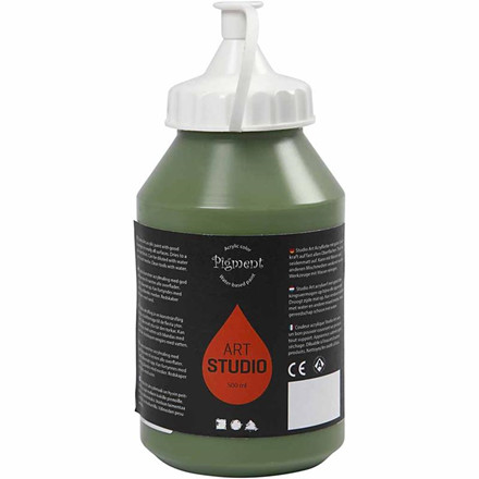 Pigment acrylmaling, oliven, 500 ml