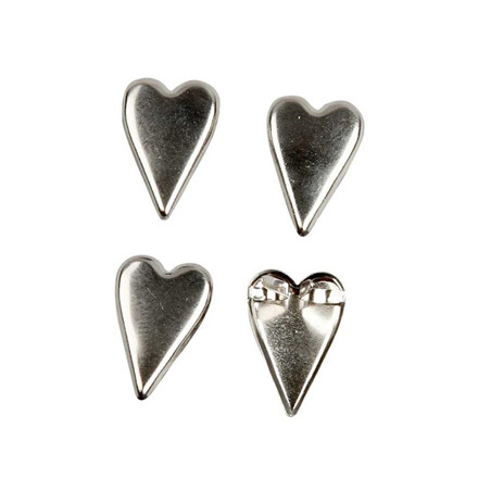 Dekonitter, 10x15 mm, sølv, hjerte, 90 stk.