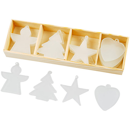 Juleophæng, 4,2-5,6 cm, mat/frostet, 20 ass.