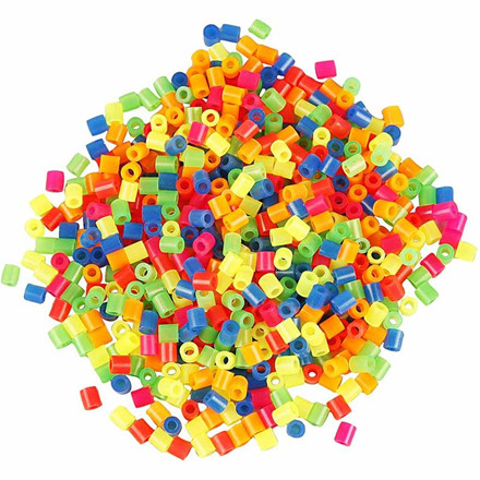 Midi rørperler, 5 mm, neonfarver, mix 51, 1000 ass.