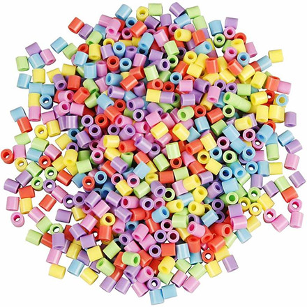 Midi rørperler, 5 mm, pastel farver, mix 50, 1000 ass.