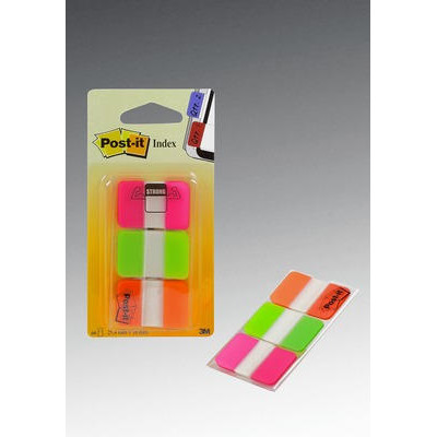 POST IT STRONG INDEXFANER 3 PAK. - PINK, GRØN OG ORANGE