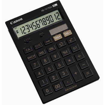 Canon HS-121TGA desk display calculator, anti bacterial black