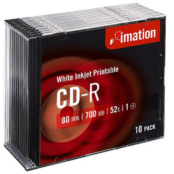 Imation CD-R 52x 700MB/80min Printable Slim Case (10)