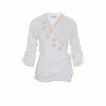 CREAM VITHA WRAP BLOUSE 62415