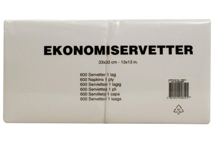 600 SERVIETTER 33X33 HVID