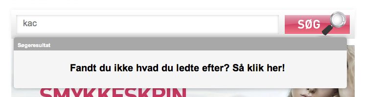 Eksempel på søgning uden resultat