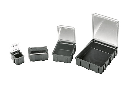 SMD-Æsker, Sort - ledende plast, Transparent låg