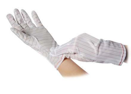 Polyester handske uden ribkant, med dupper, 10 par