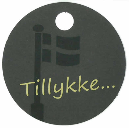 Rundt kort med flag, sort