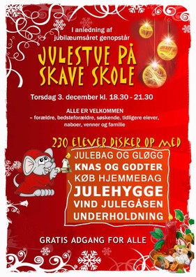 Plakat til Julestue på Skave skole 2009