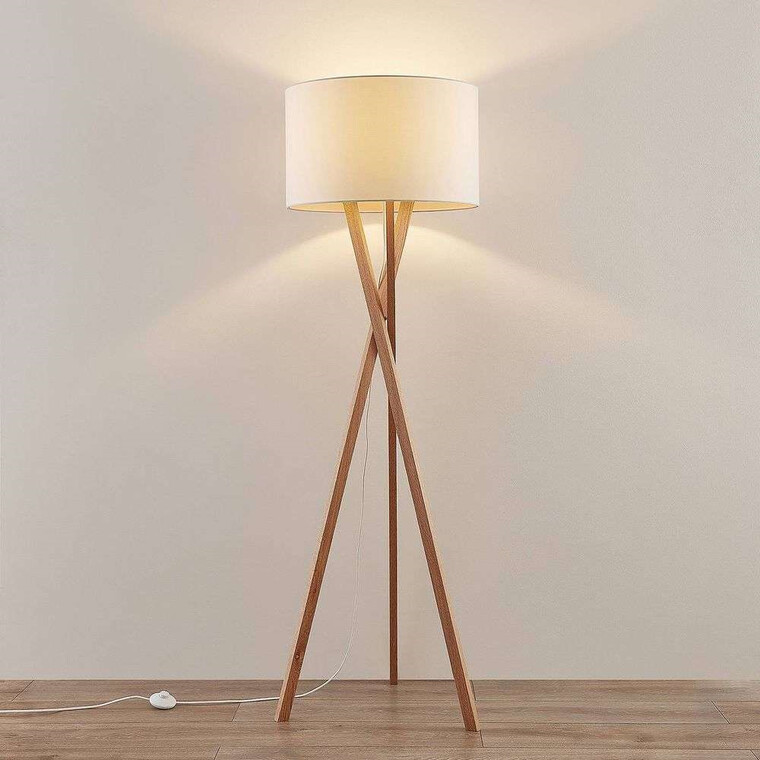 Auriane Floor Lamp White Oak Lucande Auriane Floor Lamp White Oak Lucande, Glass Shelf Floor Lamp Silver Threshold