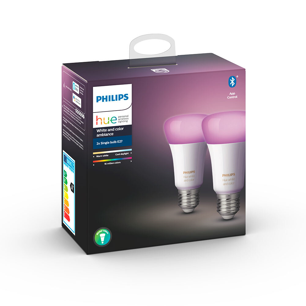 Prominent Zilver emmer Philips Hue White/Color 9W Bluetooth E27 Bulb 2 pcs. - Philips Hue - Buy  online