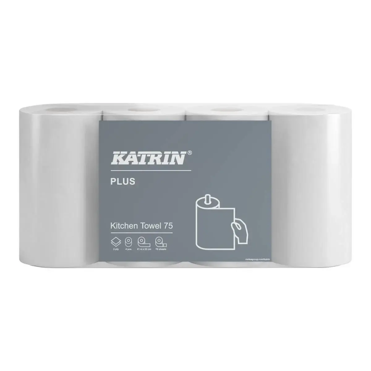 Køkkenrulle, Katrin 225960 Plus, 2-lags, hylse, 45 mm, hvid, 22 cm x 21 ...