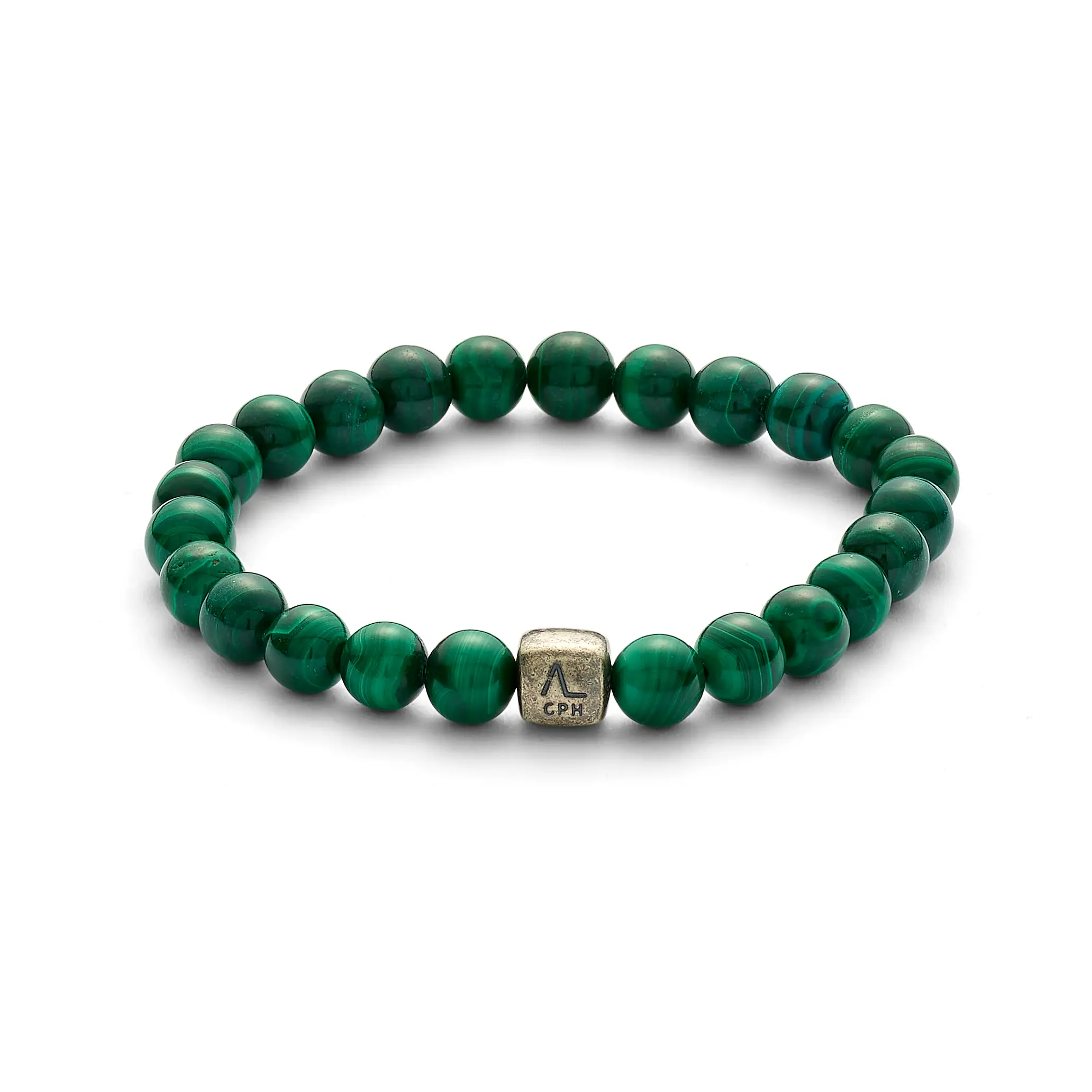 Bracciale Malachite Pietra Naturale 8mm – Elastico, Lunghezza Regolabile 16-19cm, Confezione Velluto