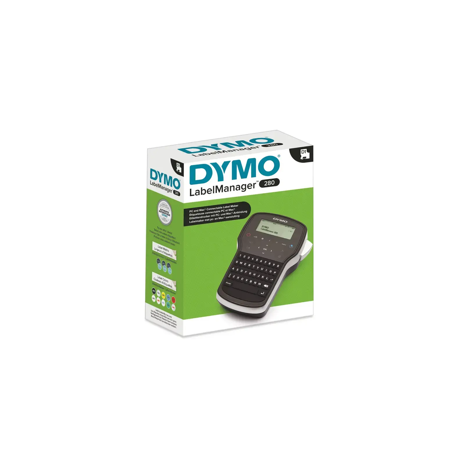 Datascan Labelmanager Labelmaskine - DYMO LabelManager 280 - Sort/Sølv - QWERTY - PC/Mac ...