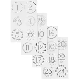 Christmas Calendar Number Stickers, 40 mm, 9x14 cm, Gold, White, 4